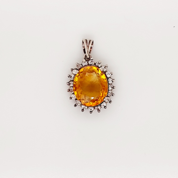 Citrine and Zirconia 925 Silver Ring