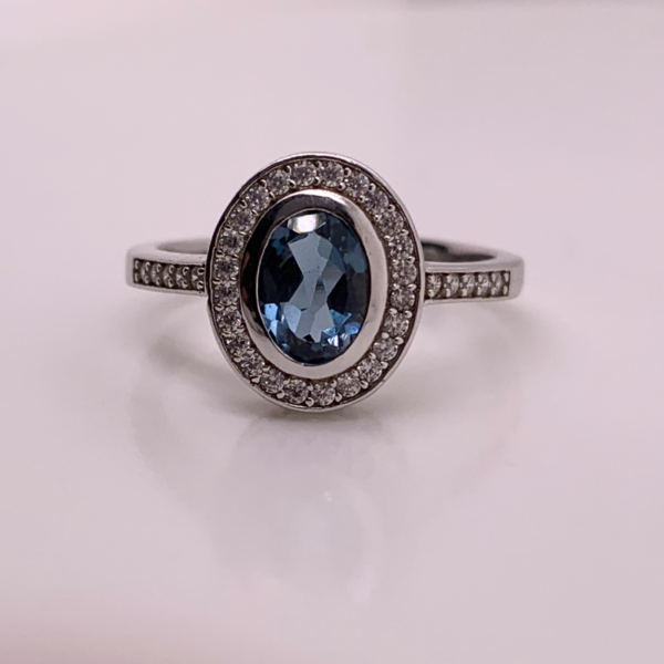 925 Silver Ring Set With Blue Topaz And Zirconia