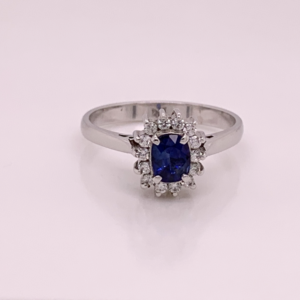 925 Silver Ring Set With Blue Sapphire And Zirconia